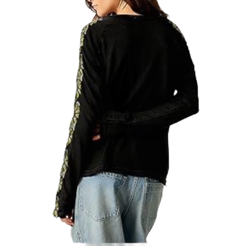 Free People Off the Vine Oversized Long sleeve Tee in Black Size XS - Picture 2 of 8